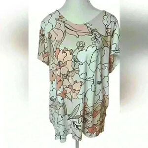 Liz Claiborne Womens Round Neck Short Sleeve Tunic Top Size Large